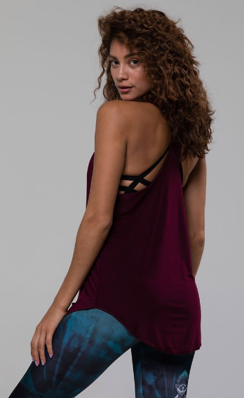 Image Title Onzie Glossy Flow Tank - Burgundy